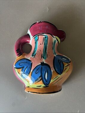Kathryn Youngs By Ganz Hand-Painted Ceramic Vase Wall Art - Multicolor